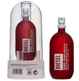 Red Diesel perfume bottle with clear dome and visible branding