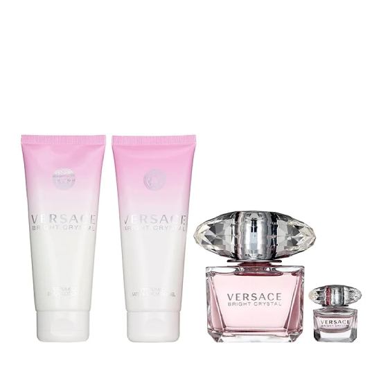VERSACE BRIGHT CRYSTAL(W)(H/B)4PC SET(3.0oz edt sp,3.4oz Body Lotion,3.4oz Shower Gel 5ML Mini)