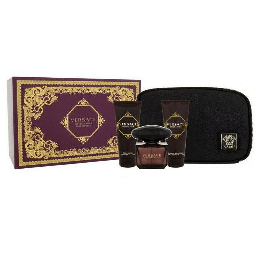 VERSACE CRYSTAL NOIR 4 PCS SET FOR WOMEN: 3 OZ EAUDE TOILETTE
