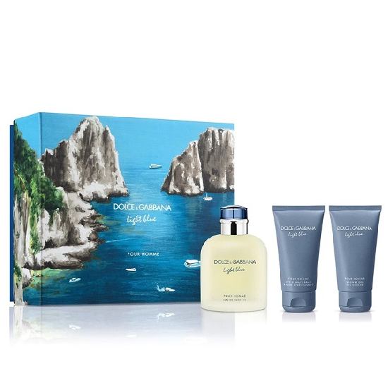 D&G Light Blue 3Pc 4.2 Edt Spr, 1.6 A/S Balm, 1.6 S/G - Hard Box