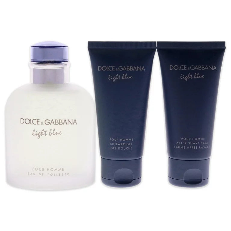 DOLCE&GABBANA LIGHT BLUE(M)(H/B)3PC SET(4.2oz edt sp,1.6oz shower gel,1.6oz after shave balm)